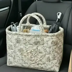 car Storage Basket,Fabric quilted basket for Clothes Toys & Blankets Car Trunk Organizer Backseat Storage Machine Washable  Large Capacity Woven Design room clutter  organization daily use item Mother's Day gift tiktok shop spring glow up