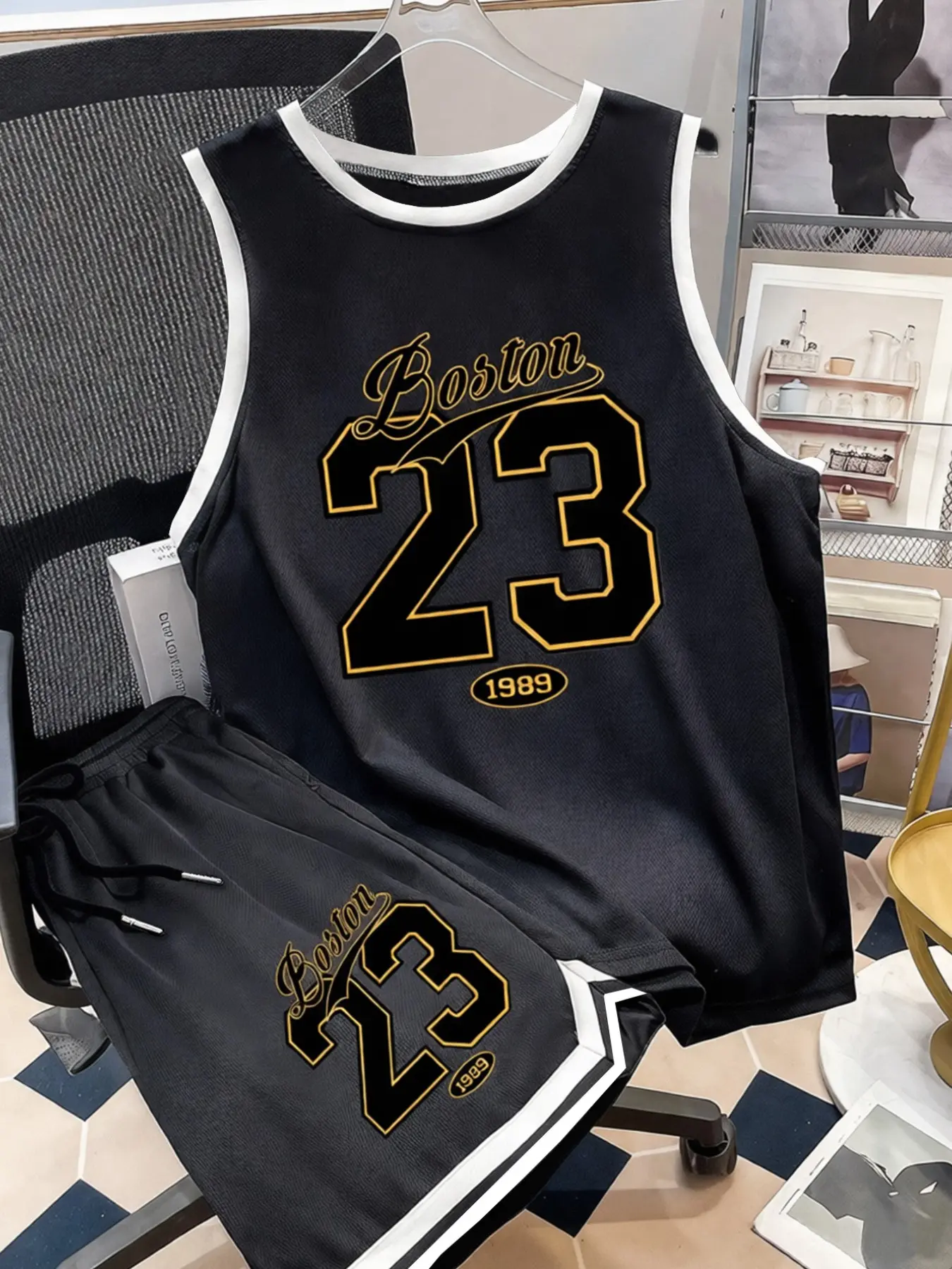 Men's Number 23 Print Vest and Shorts Set, Fashionable Sporty Comfortable Casual Sports Wear, Gym Outfit, Gym Clothes Set, Gymwear, Workout Sets, Perfect for Daily Activities, Versatile Men's Clothing