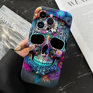 Skull Pattern Phone Case , Soft Silicone , Fully Protected and Shockproof For iPhone16 15 15Pro Max 14 14Pro 13 12 11 X 16promax Trendy Men Cover Men