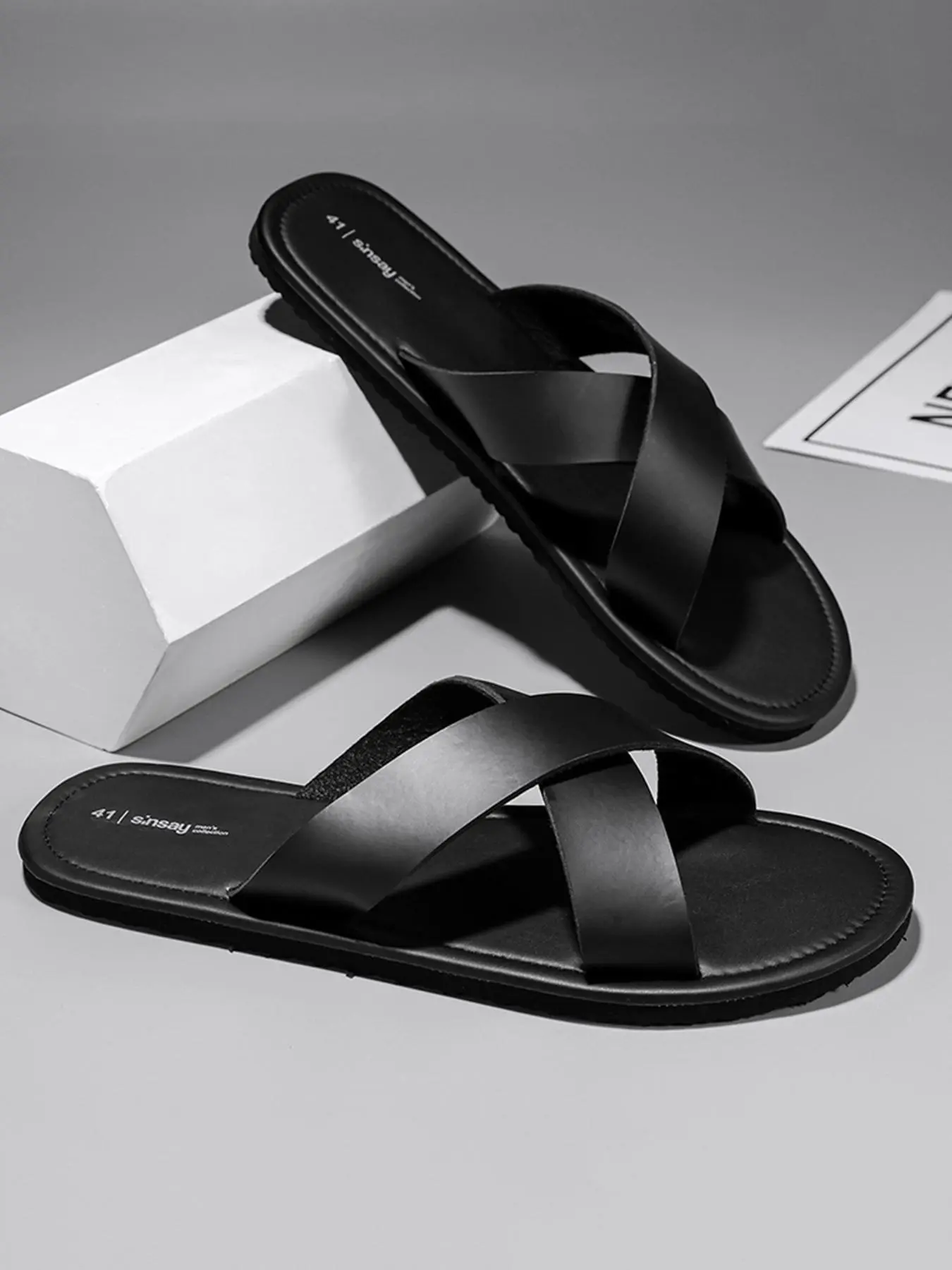 Men's Cross Strap Flat Sandals, Slip On Sandals, Soft Comfortable Business Casual Flip Flops, Anti-Slip Durable Outdoor Beach Shoes, Summer, Strap Slides
