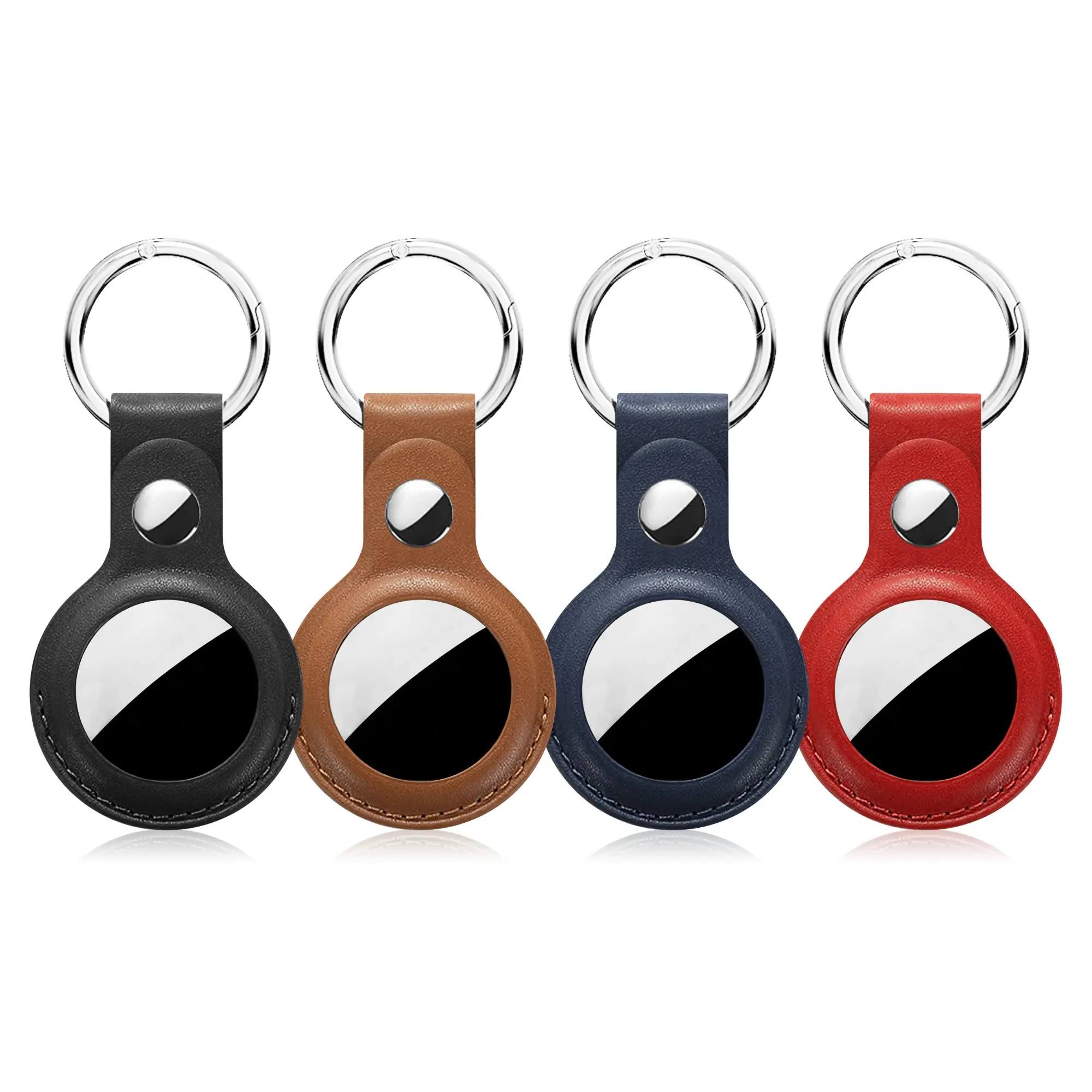 4 Pack Air Tag Holder Keychain for AirTags Holder PU Leather Protective Case Tracker with Loop Key Ring Wireless