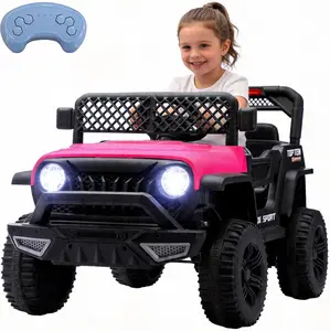 Kids Ride on Truck, 12V Battery Powered Electric Car for 2-4 Years, Remote Control Jeep with Rocking Function, Bluetooth, Spring Suspension for Off-Road, LED Lights.