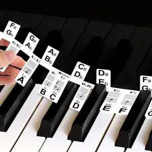Removable Piano Note Labels with Semitones, 61 Electric Keyboard Stickers with Extra-Large Font(Black)