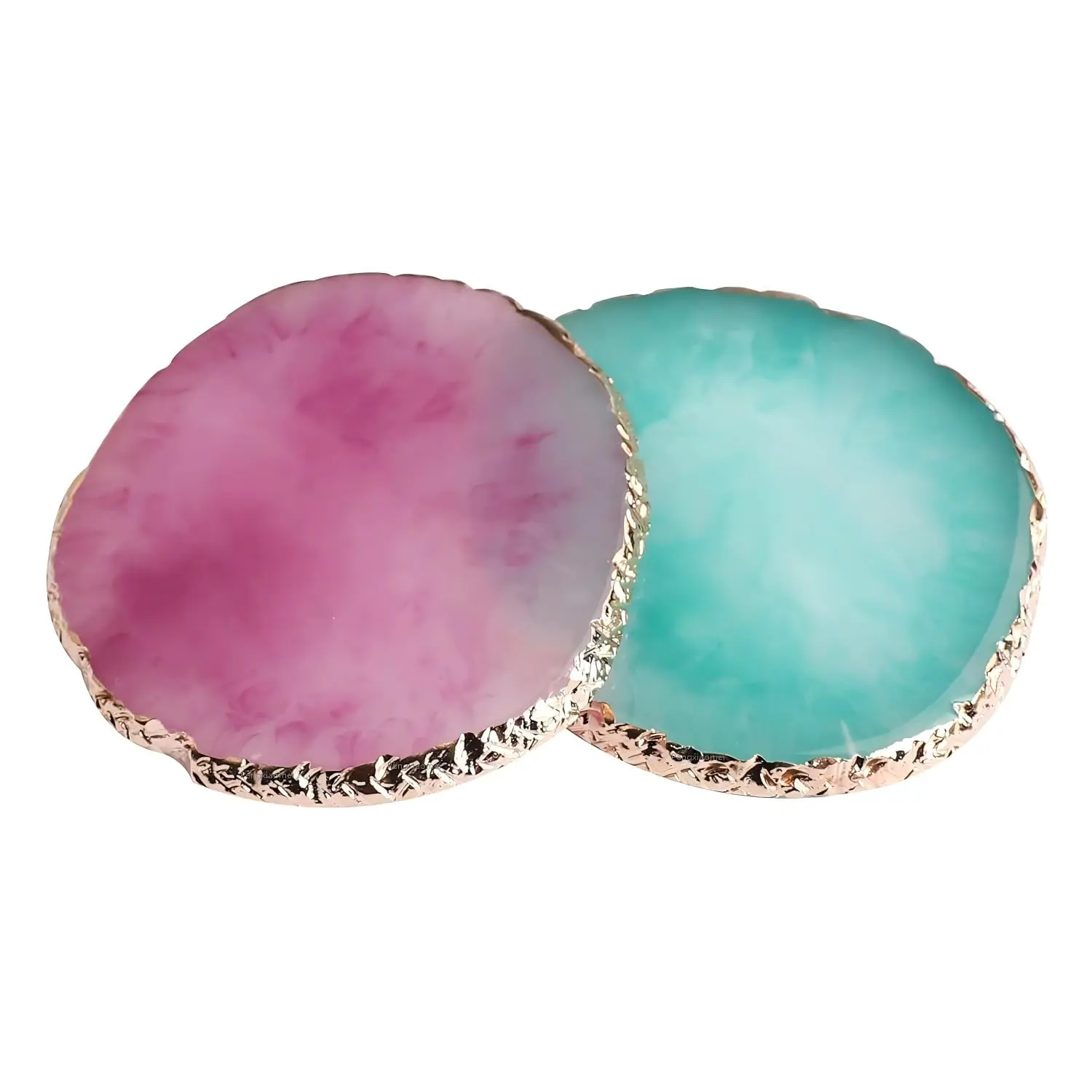 2 Pcs Resin Nail Art Palette, Nails Art Painting Palettes Gold Edge Nail Holder Nail Art Display Board