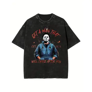 Michael Myers "Get A Man That Will Chase You" Tee | Horror Halloween Shirt | Funny Michael Myers Washed Tee | Retro Horror Halloween Graphic Shirt | Michael Myers Halloween Tee | Perfect for Horror Nights & Spooky Season #MichaelMyers #HalloweenTee
