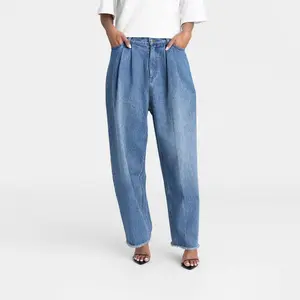 KBB by KAHLANA Women's High-Rise Barrel Leg 'The Devin Jean'