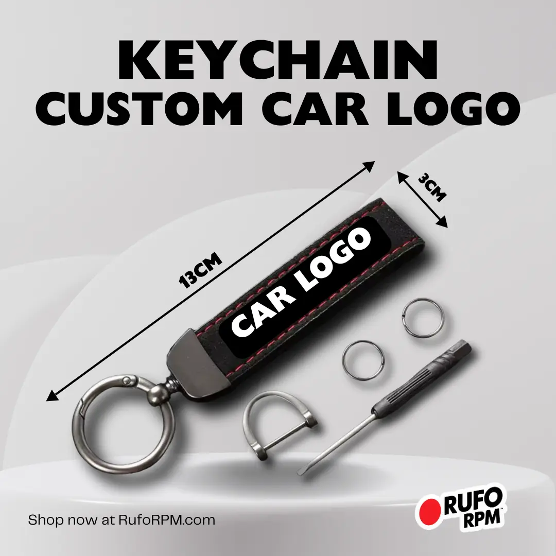RufoRPM® Suede Leather Strap Car Logo Keychain | Tool & Hardware Included