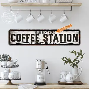 Custom Coffee Station Sign, Personalized Gift Kitchen Sign, Cafe, Coffee Shop, Java, Coffee Decor, Therapy In a Cup, Barista 104182002075