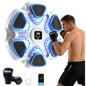 Music Smart Bluetooth Training Punching Game with 9 Speeds & Modes LED Display Wall Mounted Workout Equipment for Home Office Gym