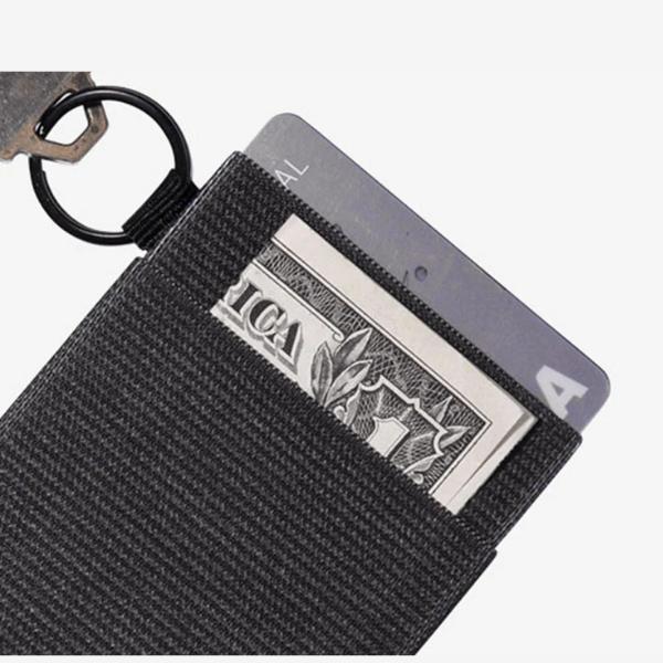Thread Slim Elastic Wallet & Card Holder Mauve - Slip On Closure Durable Tight Knit Elastic with Built-in Keyring for Keys and Lanyard Minimalist Card Holder, Rfid Blocking Slim Front Pocket Wallet, Mens Wallet, Business Card Cases, ID Window
