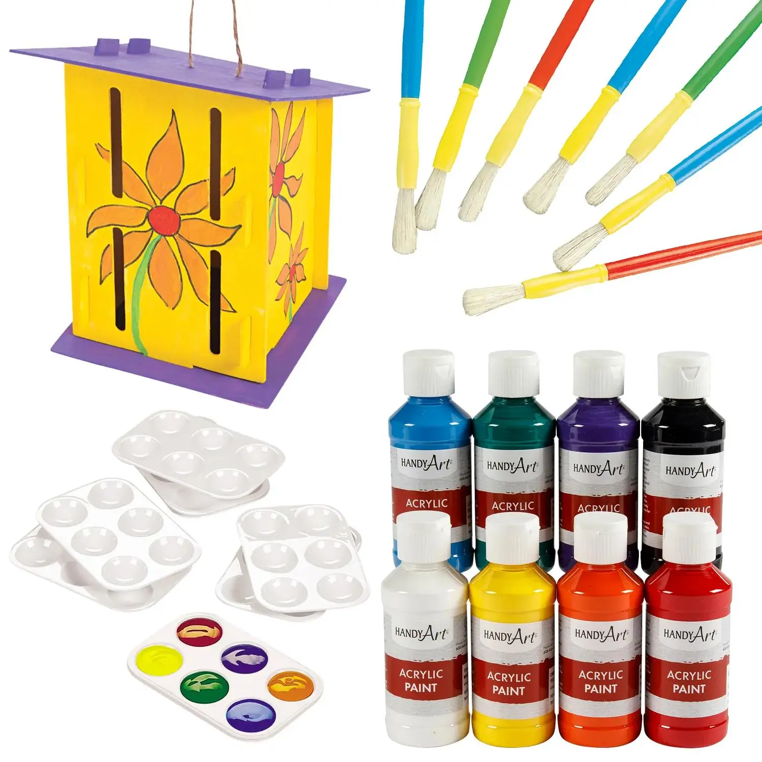 Fun Express DIY Build & Paint Wooden Butterfly House Decorating Kit 44 Pieces