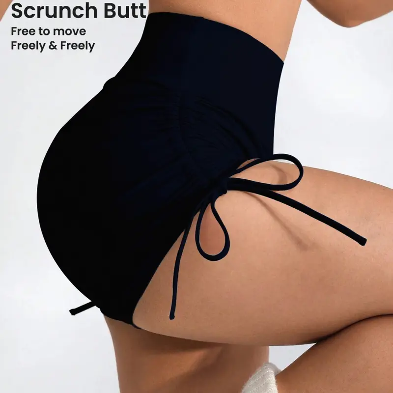 New Arrival Women's Black Seamless Sporty Shorts, Scrunch Butt Workout Shorts, Outdoor Running Shorts, Athleisure & for Yoga & Active Lifestyle, Sports Short