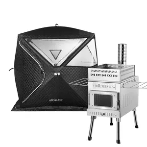 Portale Outdoor Sauna Set with Sauna Tent, Sauna Wood Stove for Dry Sauna, Cooking for Family and Friends