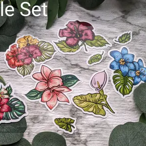 Hawaiian Floral Matte Vinyl Sticker- All Purpose Flower Stickers