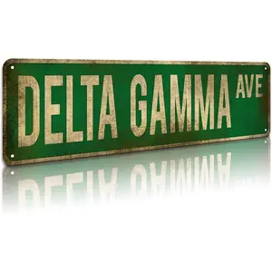 Delta Gamma Ave Tin Sign, Vintage Metal Wall Art Office/home/classroom Decor 4” X 16”