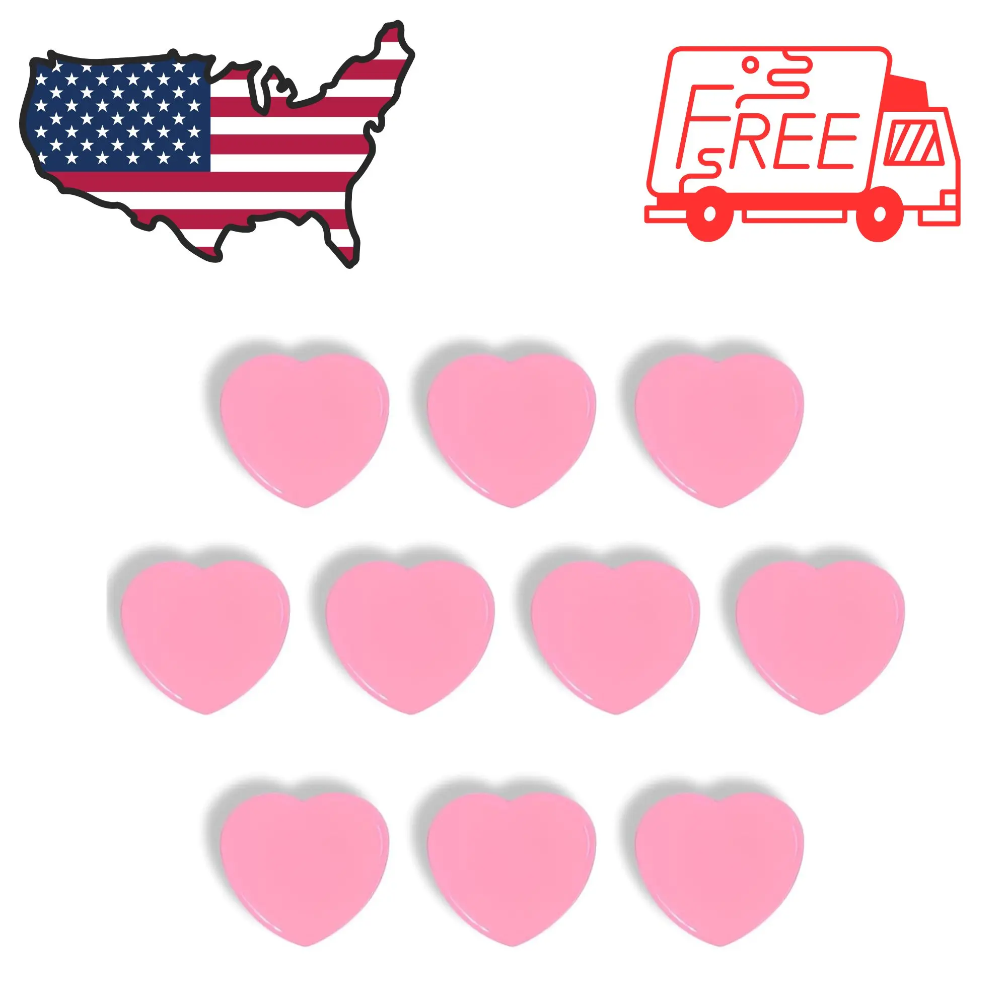 10PCS Fridge Magnets - Pink Heart Strong Magnets