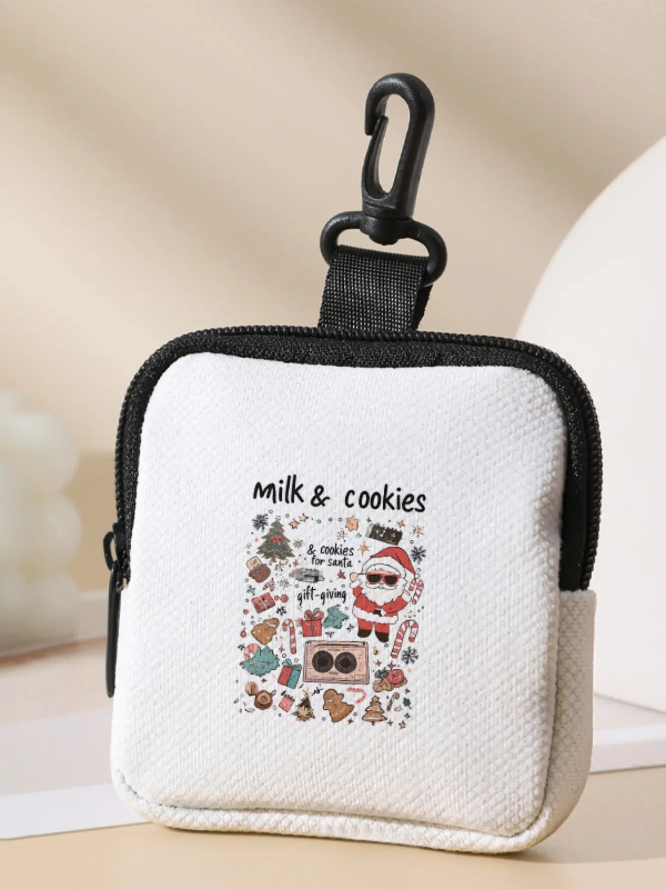 Christmas Pattern Printed Coin Wallet, Multifunctional Storage Bag, Durable Polyester, Digital Printing, Key Card Holder, Ideal Gift