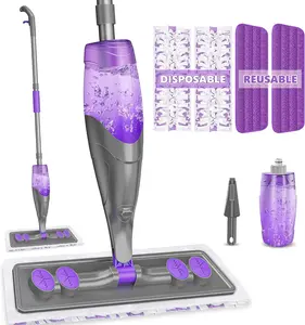 Spray Mops for Floor Cleaning - Wet Dry Mops with 2 Washable + 2 Disposable Pads for Swiffer Powermop - Refillable Bottle for Hardwood Tile Home Kitchen - Absorbs Pet Hair Dust Stains IOPRETTY