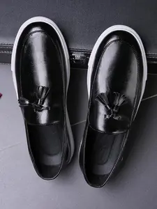 Men's Fashionable Tassel Decor Slip on Loafers, PU Leather Loafers, Casual Comfortable Round Toe Thick Sole Loafers for Daily Wear, All-match Commuter Shoes for Work & Daily Wear