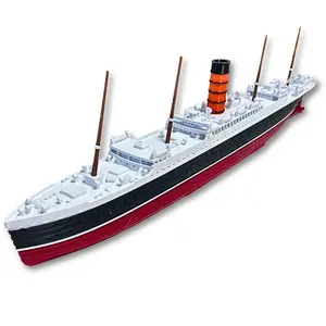 RMS Carpathia 12” Boat Display Model - Historically Accurate Ocean Liner with Red Bottom and Black Top Design