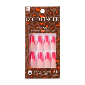 Gold Finger Trendy Nails Kit Long Nail Pink French Tip