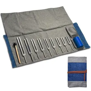 9pcs Solfeggio Unweighted Pure Tone Silver Tuning Fork Set | with 10-Slot Tuning Fork Carry Bag and Activator | Chakra Balancing, Biofield Harmonization | with 10-Slot Carry Bag and Indigo Activator