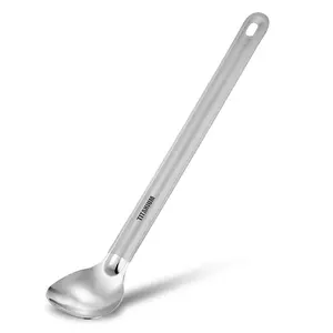 Titanium Long Handle Spoon with Polished Bowl Outdoor Portable Dinner Spoon Cutlery Camping Backpacking Picnic