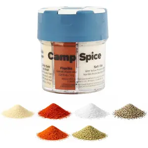 Multi-Spice Shakers – Compact 6-in-1 Seasoning Containers for Camping, Travel, BBQ & Everyday Cooking – Lightweight, Portable, Mess-Free Design – Made in USA