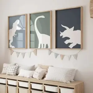 3pcs Home Decoration Tyrannosaurus Rex Poster Canvas Painting Children's Room Bedroom Dinosaur Hanging Painting Living Room Frameless Mural Painting Core