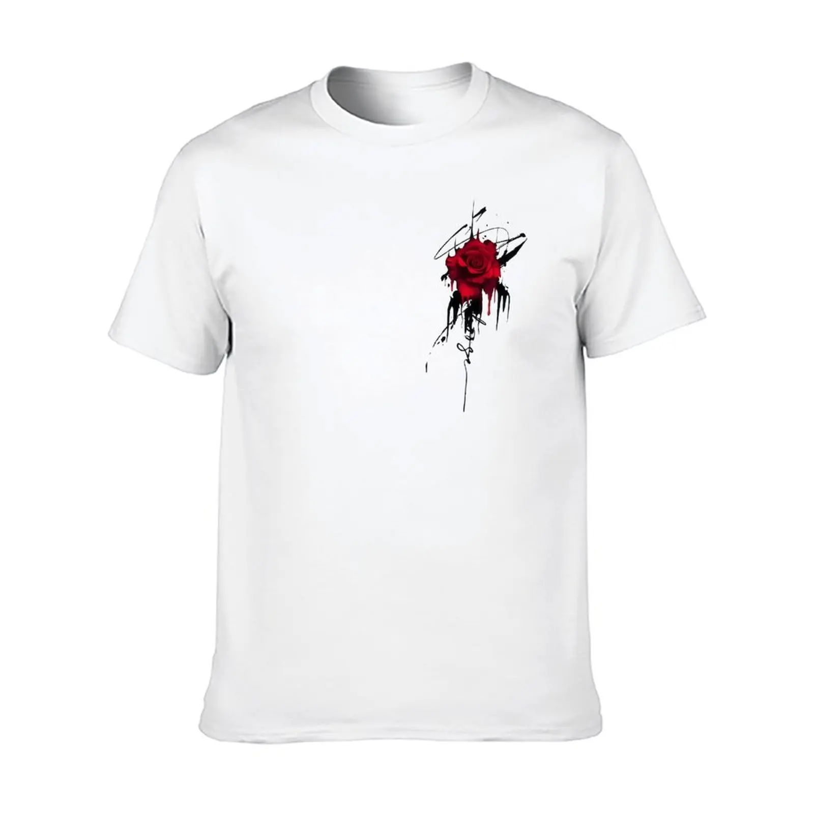 Cotton short sleeve T-shirt comfortable loose fit men's casual rose print T-shirt-crew neck, Hoodie and Sweatshirt for autumn and winter,polyester blend, quick-drying, summer wear Graphic Tee Streetwear White Crewneck Graphic tees