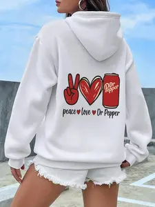 Peaceful Love Women's Fashion Hoodie Dr Pepper Personalized Creative Pattern Printed Machine Washable Casual Fashion Neutral Style Autumn/Winter Hoodie for Women