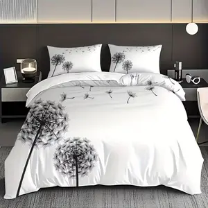 Dandelion Print Bedding Set, 1 Duvet Cover + 2 Pillowcases (no Fill), High-Definition Printing, Home & Dormitory Bed Linen