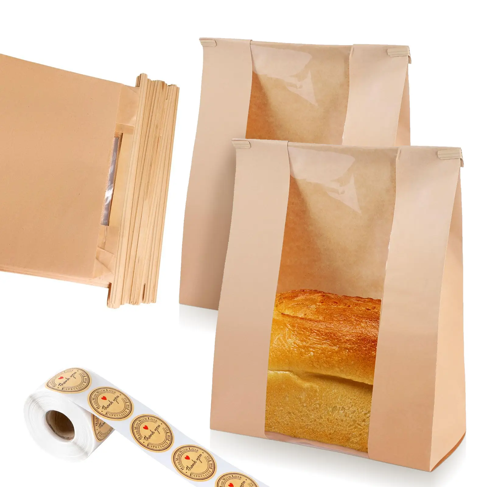 Independence Day Sourdough Bread Bags Packaging with Window 100Pcs14" x 8.3" x 3.5"Bread Bags for Homemade Bread Sourdough Large Bags with Tin Strip 5