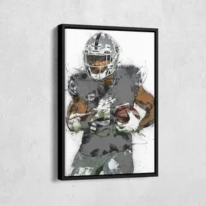 Josh Jacobs  Print - Las Vegas Raiders Wall Art, NFL Decor for Home & Man Cave, Football Gift, No Framed Poster