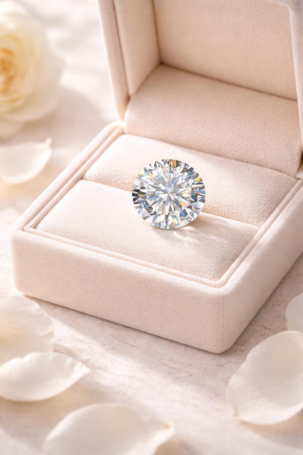 Round untreated diamond and sapphire gemstone, accompanied by a certificate