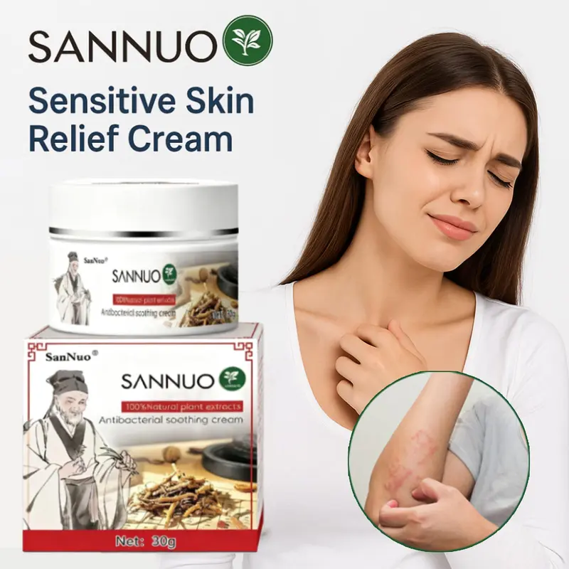 SanNuo All-Natural Plant-Based Gentle Soothing Body Cream - Body Care Moisturizer for Eczema, Psoriasis, Dry & Sensitive Skin, Ancient Botanical Formula, Bug Bites Relief