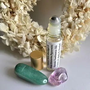 Migrain Relief Oil Infused with Natural crystals,Aromatherapy for stress,Cooling Peppermint Essential Oil,Natural home remedy for soothing head,neck or Body aches discomfort