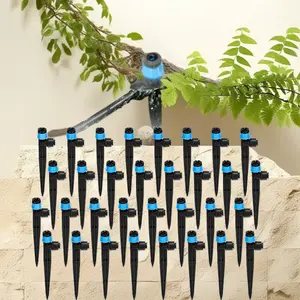 36-Pack Drip Irrigation Emitters: 1/4" Quick Connect, 360 °   Adjustable Sprinklers with 6" Stakes, Easy-Clean for Garden & Farm Systems