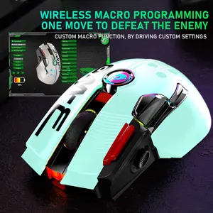 Wireless Gaming Mouse,12000 DPI Computer Mouse with Rechargeable 1000mAh Battery,Type-C,Chroma RGB Backlight,9 Programmable Buttons+Rapidfire,Joystick Design for PC,PS4,PS5,Xbox Gamer(Green) Valentine's Day