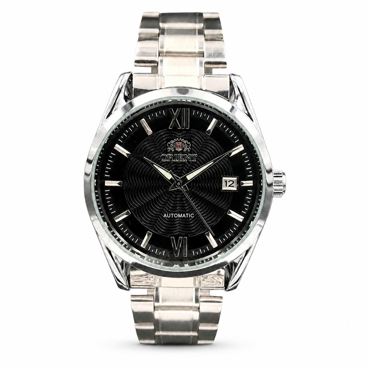 Orient Full Gold Automatic Mechanical Men's Watch - Gold Stainless Steel Strap, Textured Golden Dial with Roman Numerals & Date Window, Self-Winding Waterproof Business Dress Watch, Luxury Timepiece, Ideal Birthday Gift for Gentlemen
