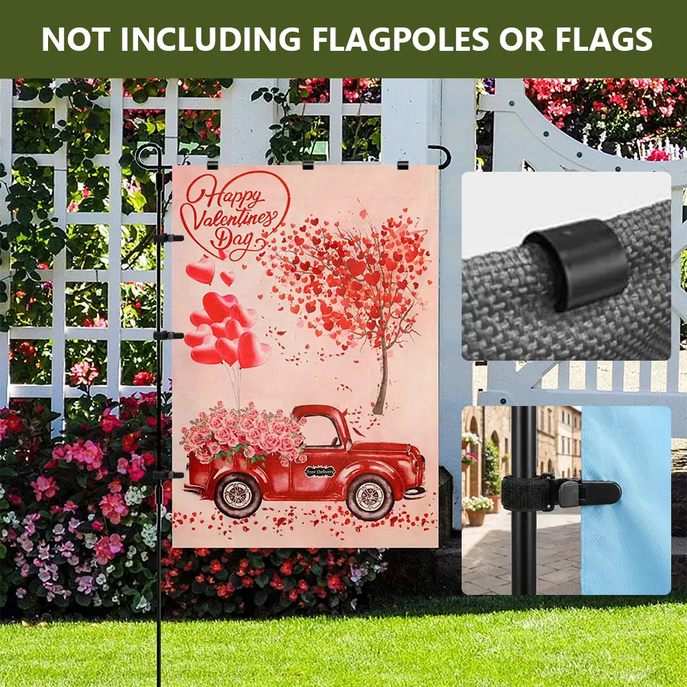 30 Pcs Garden Flag Stoppers & Clips Kit, All-Season Heavy-Duty Plastic & Rubber Windproof Clips Hardware Accessories for Outdoor Flags, Small Banners, Curtains