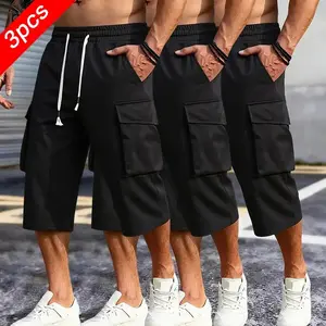 3-Pack Men’s lightweight outdoor cargo shorts with a drawstring waist and cargo pockets—practical for camping and hiking Casual Beige, Casual Athleisure Shorts, Menswear tiktokshopspringglowup