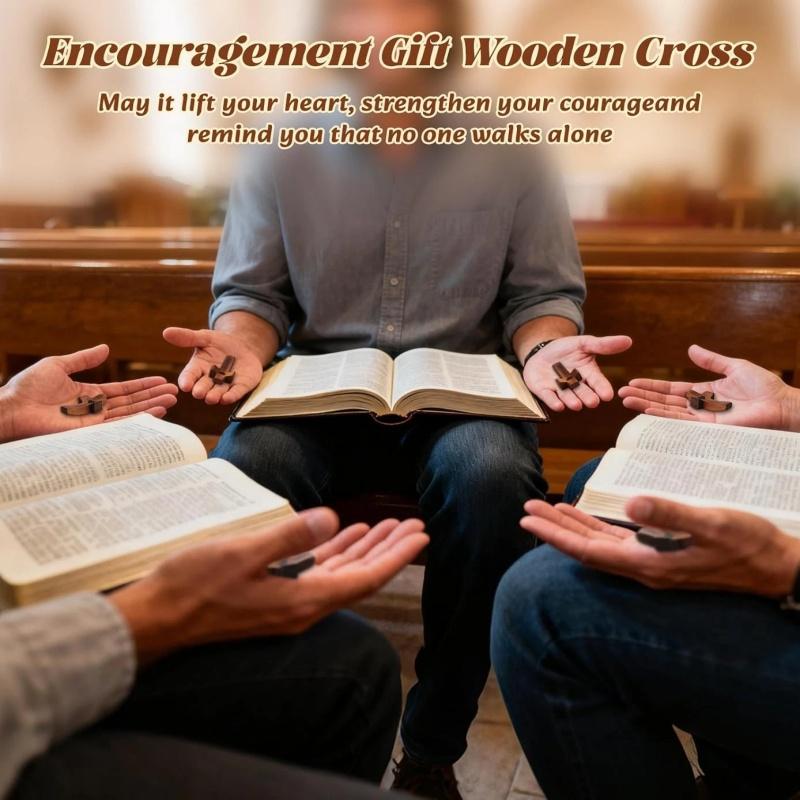 Cross Bulk My Heart, Encouragement Gift, Relieve Anxiety Comfort for Clutching, Clinging and Praying, Wooden Cross Fidget, Pocket Olive Wood Crosses Religious Gift for All Age(20/6/3pcs)