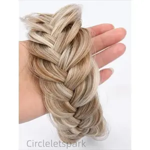 Sandy Gold Wide Messy Braided Headband With Unique Weave Design, High Elasticity Fashion Hair Accessory for Girls and Women Suitable for Daily and Casual Wear