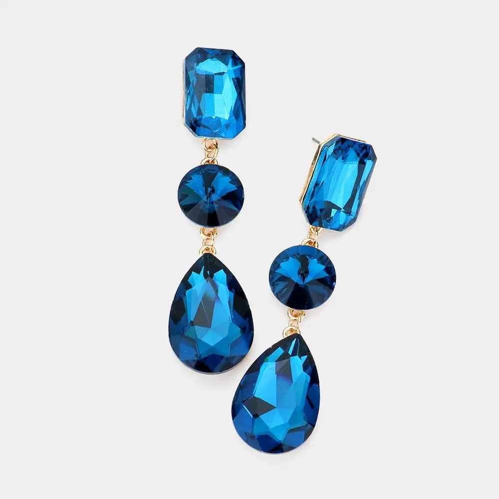 Teal Triple Drop Earrings | 306301
