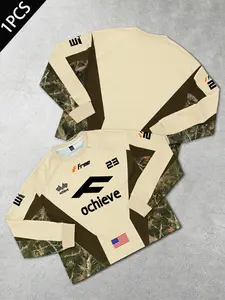 Men's Loose Fit Casual Streetwear Hoodie, Colorblock Camo Sleeve Patchwork, 'free/achieve' Slogan, Number 23 Print, Soft Fabric, Tops