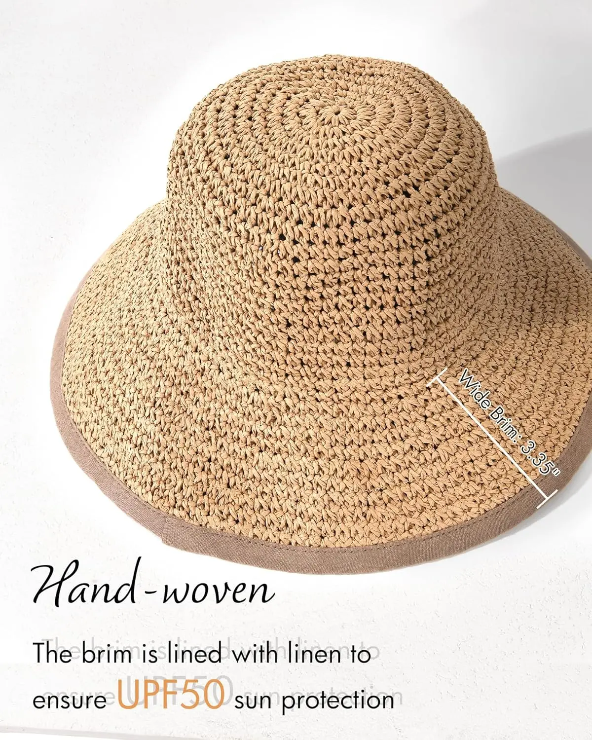 Straw Bucket Hat Wide Brim Foldable Sun Hat for Women Striped Straw Bucket Hat For Women – Wide Brim Foldable Sun  main image 2