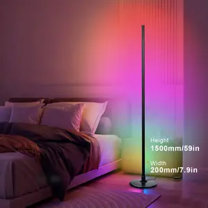 Smart RGB Floor Lamp, 360° Corner LED Light with Music Rhythm, 16 Million DIY Colors, Dual Control & Timer, Dimmable Ambient Lighting for Living Room & Game Room