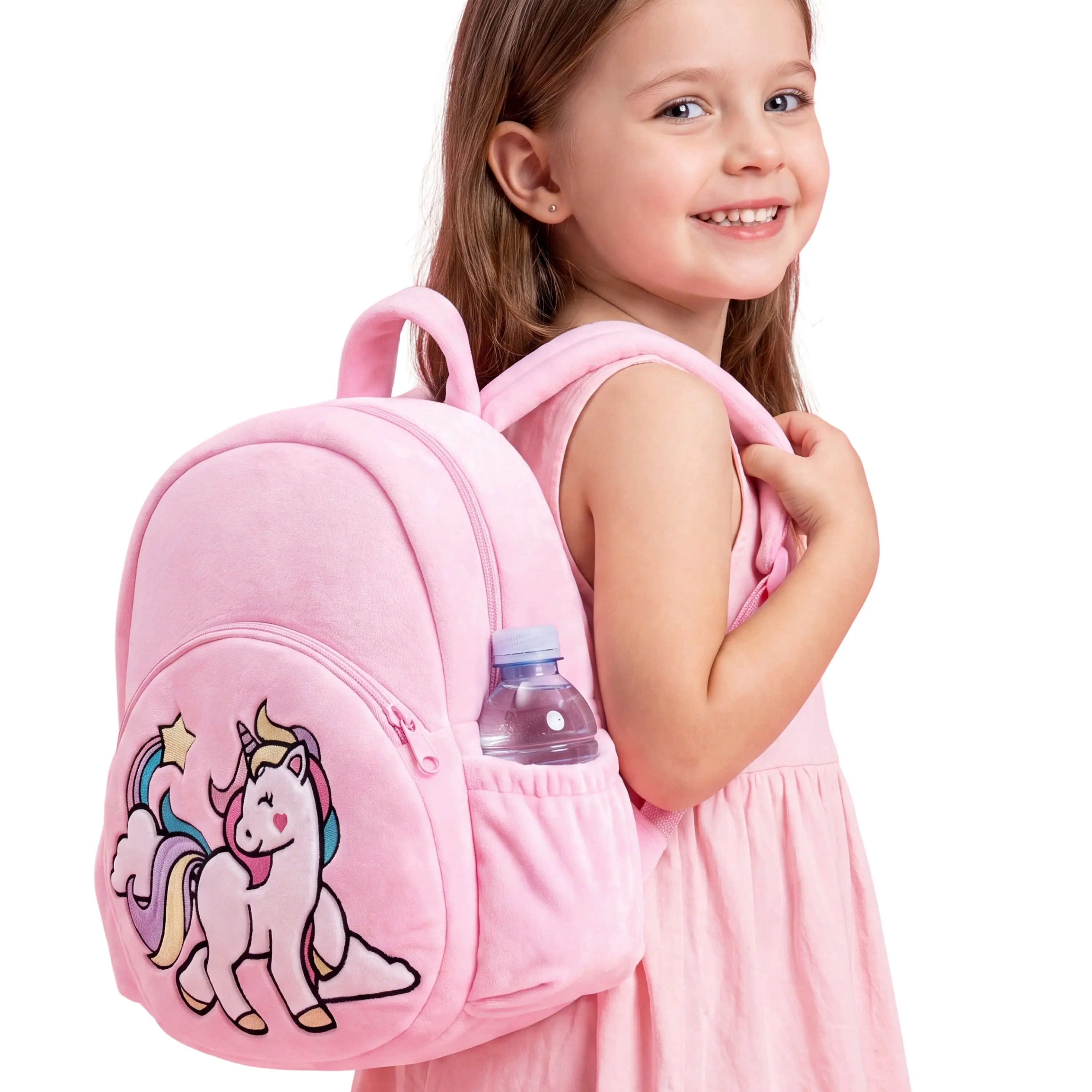 Back to School Toddlers' Unicorn & Cat Character-Themed Backpack, 11in Large Capacity Child-Sized Cartoon Animal Bag for Ages 2-8, Double Pocket Daycare Bag with Side Pockets - Kids' Animal Character Backpacks