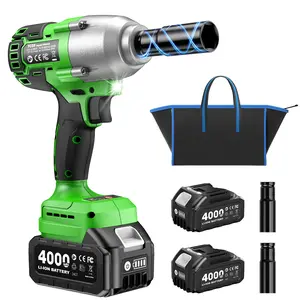 TaskStar Brushless Electric Impact Wrench, 1/2 Inch Cordless Impact Gun with 2 Batteries & Charger, 5 Sockets Kit for Car Tire Repair & Home Use